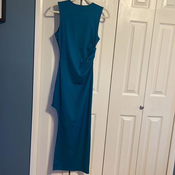 Nordstrom Open Edit sleeveless ruched side slit maxi dress in blue size XS  NWOT - Picture 8 of 9